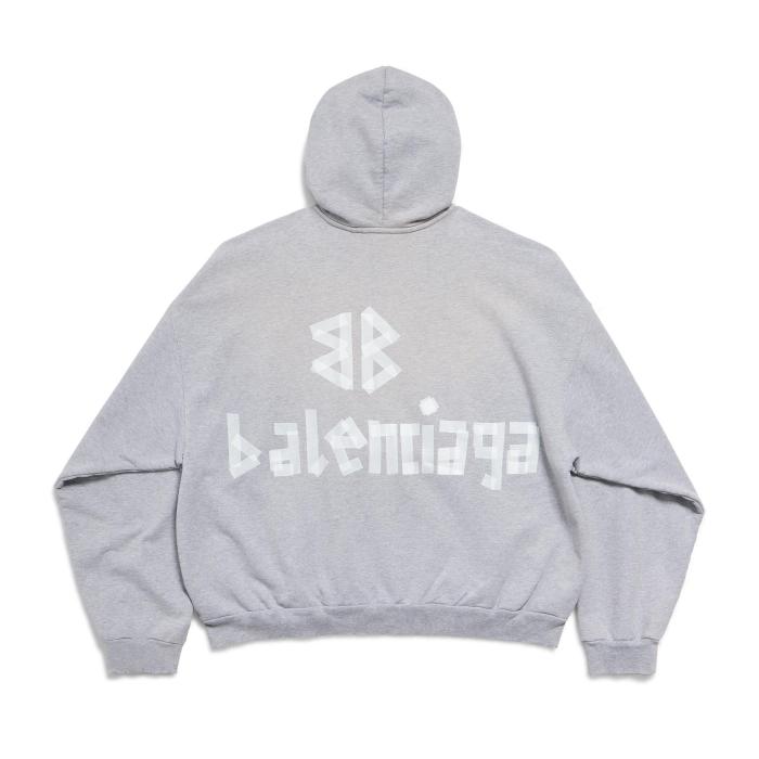 NIGO Balenciaga Men's Spring and Autumn Gray Letter Logo Printed Hooded Long Sleeve Sweatshirt Pullover #nigo73489