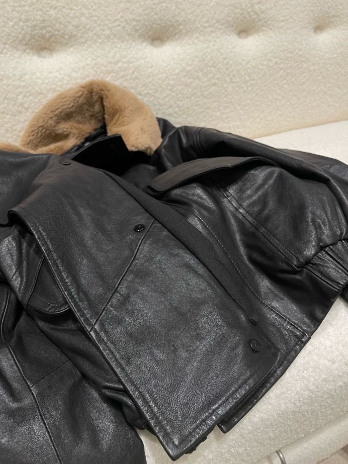 NIGO Lemaire Women's Autumn And Winter Patchwork Fur Collar Lapel Short Solid Color Long Sleeve Sheepskin Jacket Ngvp #nigo9436