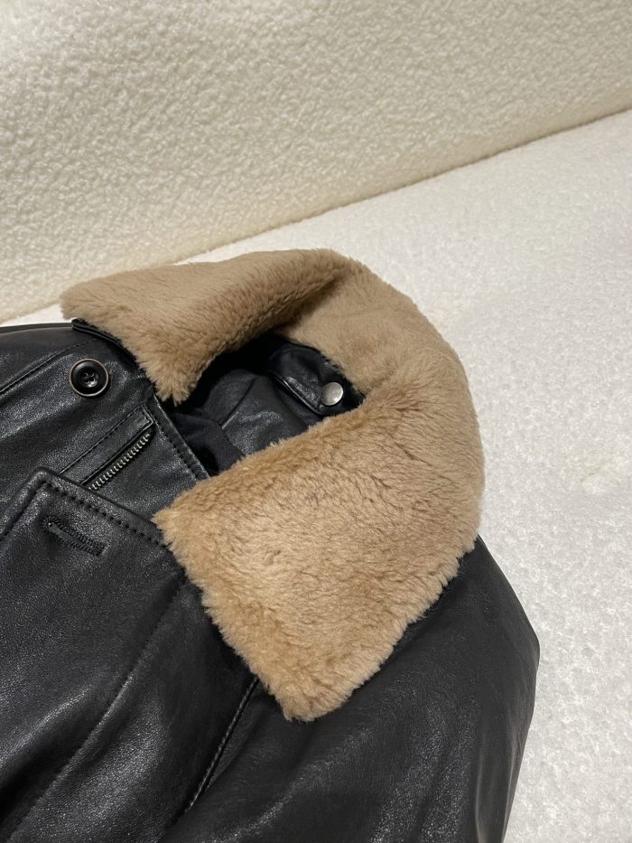 NIGO Lemaire Women's Autumn And Winter Patchwork Fur Collar Lapel Short Solid Color Long Sleeve Sheepskin Jacket Ngvp #nigo9436