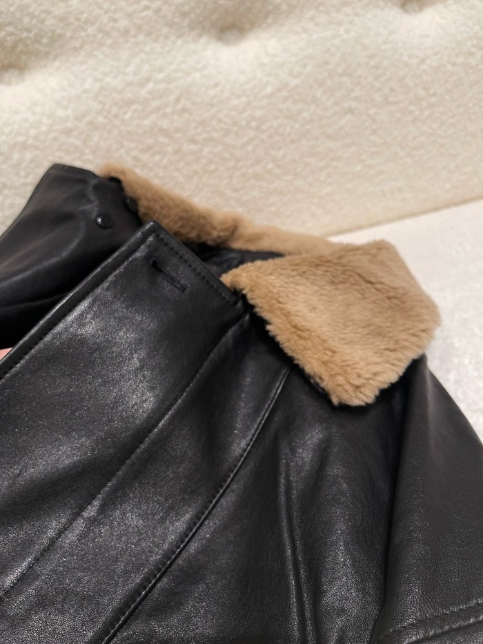 NIGO Lemaire Women's Autumn And Winter Patchwork Fur Collar Lapel Short Solid Color Long Sleeve Sheepskin Jacket Ngvp #nigo9436