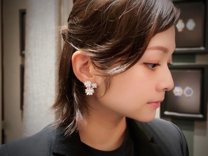 NIGO Van Cleef&Arpels Women's Silver Lotus Flower Diamond Stud Earrings Jewelry #nigo73529