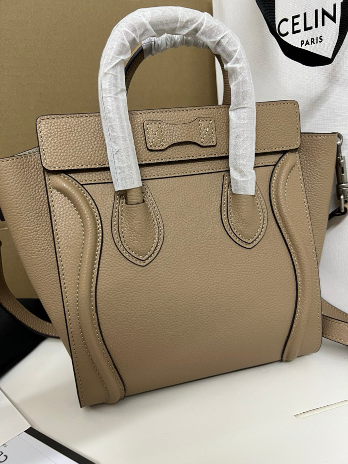 NIGO Celine Luggage Nano Women's Solid Color Smiley Bag Classic Cowhide Leather Tote Shoulder Bags #nigo73526