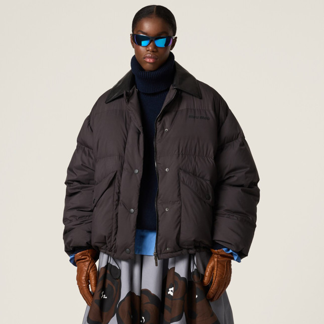 NIGO MiuMiu Women's Winter Black Lapel Drawstring Zipper Long Sleeve Puffer Down Jacket #nigo73523