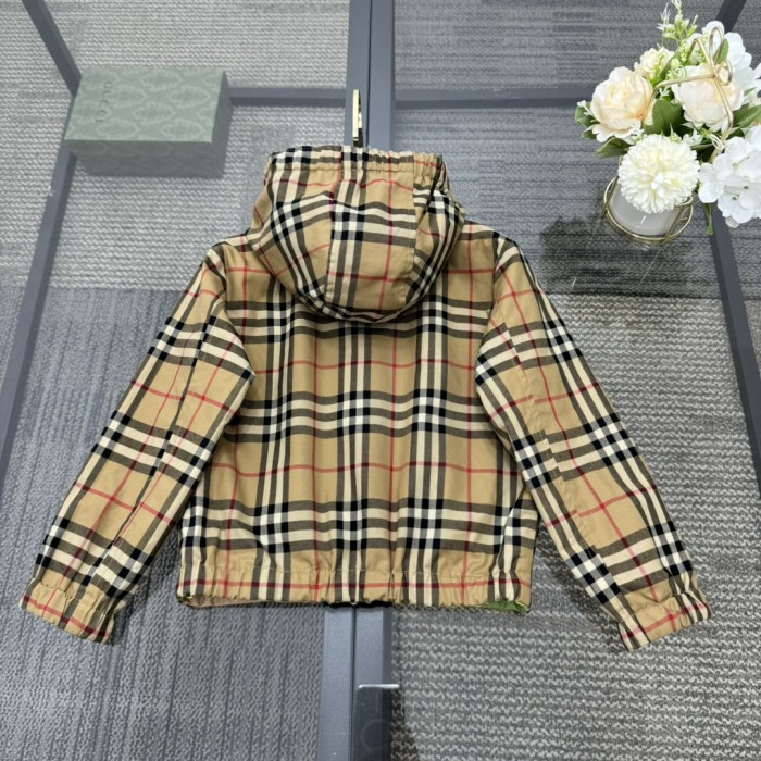 NIGO Burberry Kid's Spring Autumn Check Reversible High Street Single Breasted Hooded Long Sleeve Fitted Jacket #nigo31356