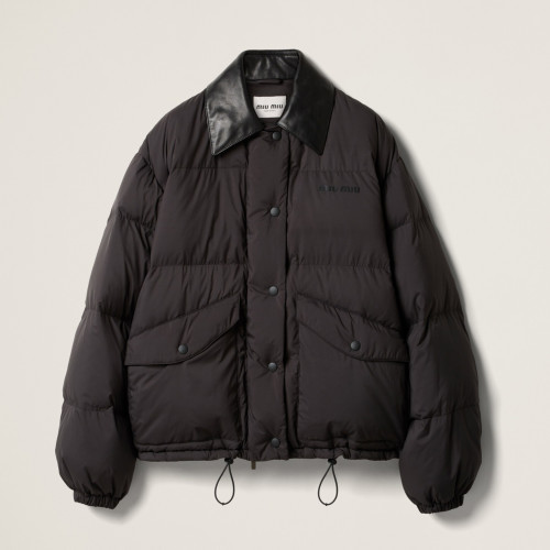 NIGO MiuMiu Women's Winter Black Lapel Drawstring Zipper Long Sleeve Puffer Down Jacket #nigo73523