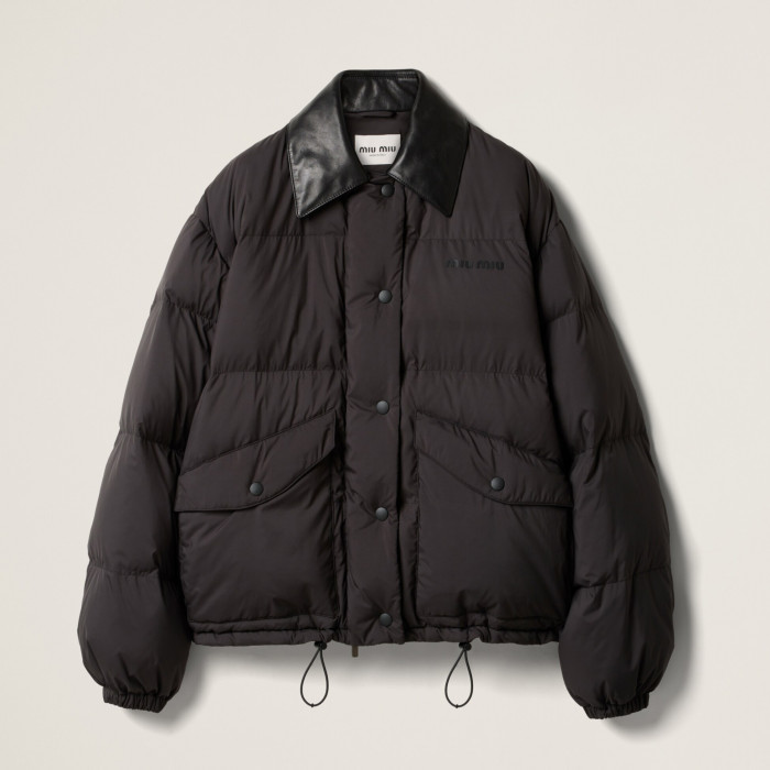 NIGO MiuMiu Women's Winter Black Lapel Drawstring Zipper Long Sleeve Puffer Down Jacket #nigo73523