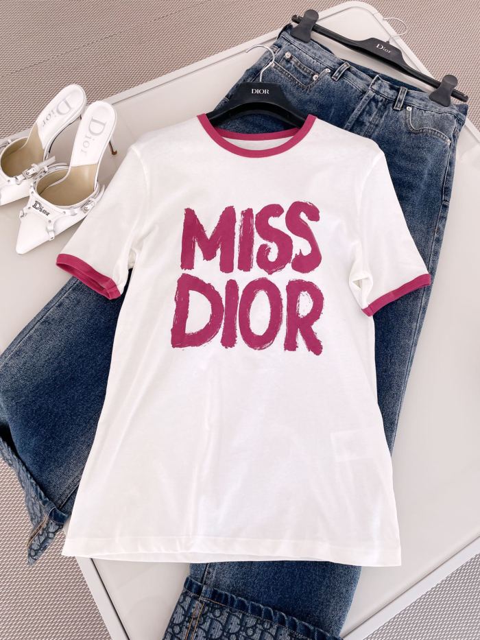 NIGO Dior Women's Summer Solid Color Logo Letter Printed Round Neck Short Sleeve T-Shirt #nigo73555