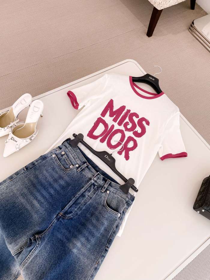 NIGO Dior Women's Summer Solid Color Logo Letter Printed Round Neck Short Sleeve T-Shirt #nigo73555