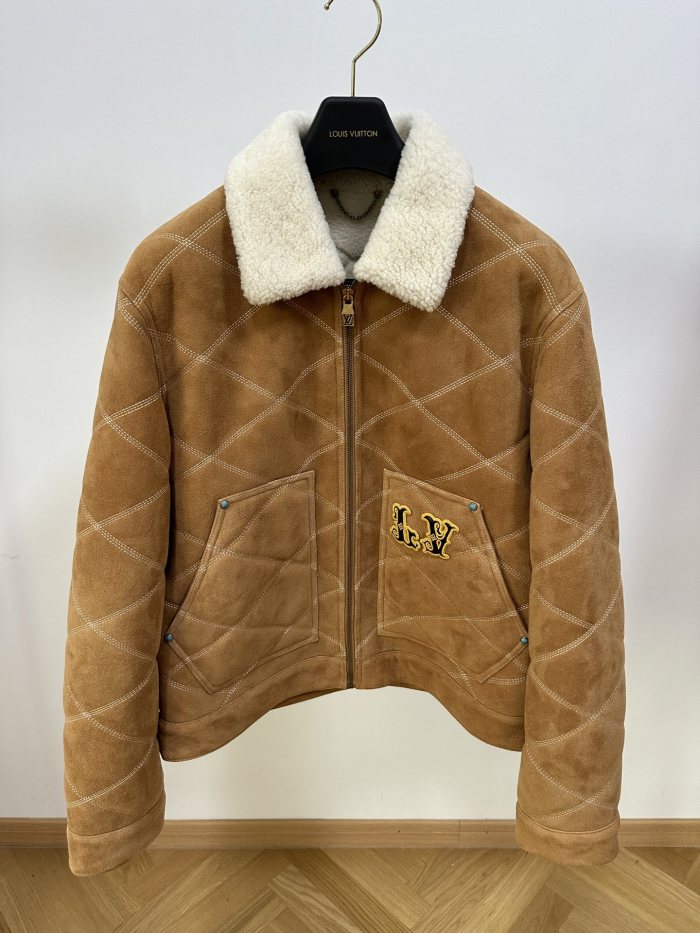 NIGO Louis Vuitton Men's Winter Logo Embroidery Wool Lapel Zipper Long Sleeve Jacket #nigo73553
