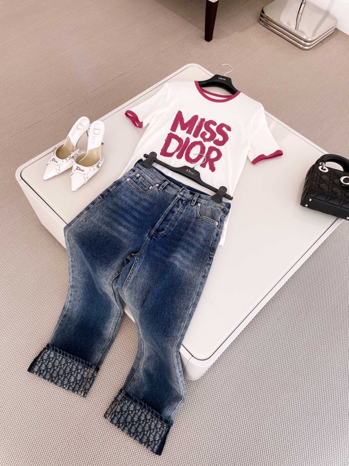 NIGO Dior Women's Summer Solid Color Logo Letter Printed Round Neck Short Sleeve T-Shirt #nigo73555