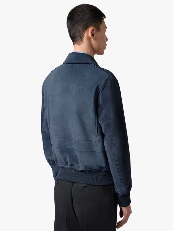 NIGO Berluti Men's Spring, Autumn And Winter Two-Way Zipper Solid Color Lapel Fit Long Sleeve Sheepskin Suede Aviator Jacket Ngvp #nigo9449
