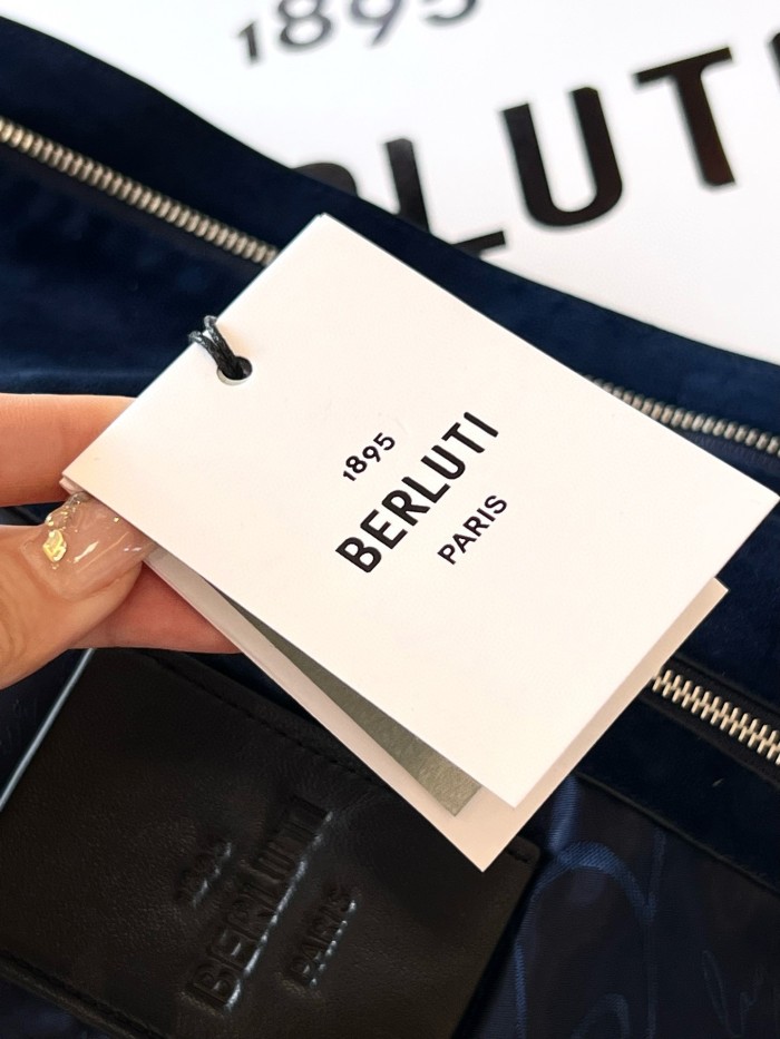 NIGO Berluti Men's Spring, Autumn And Winter Two-Way Zipper Solid Color Lapel Fit Long Sleeve Sheepskin Suede Aviator Jacket Ngvp #nigo9449