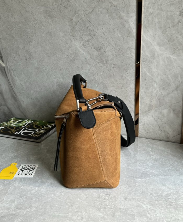 NIGO Loewe Men's Puzzle Brown Geometric Bag Pressed Suede Tote Crossbody Shoulder Bag Bags #nigo73541