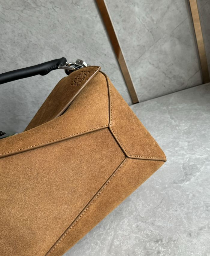 NIGO Loewe Men's Puzzle Brown Geometric Bag Pressed Suede Tote Crossbody Shoulder Bag Bags #nigo73541