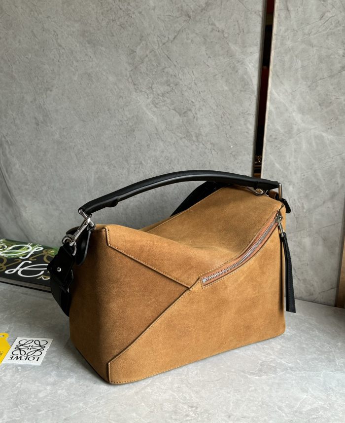 NIGO Loewe Men's Puzzle Brown Geometric Bag Pressed Suede Tote Crossbody Shoulder Bag Bags #nigo73541