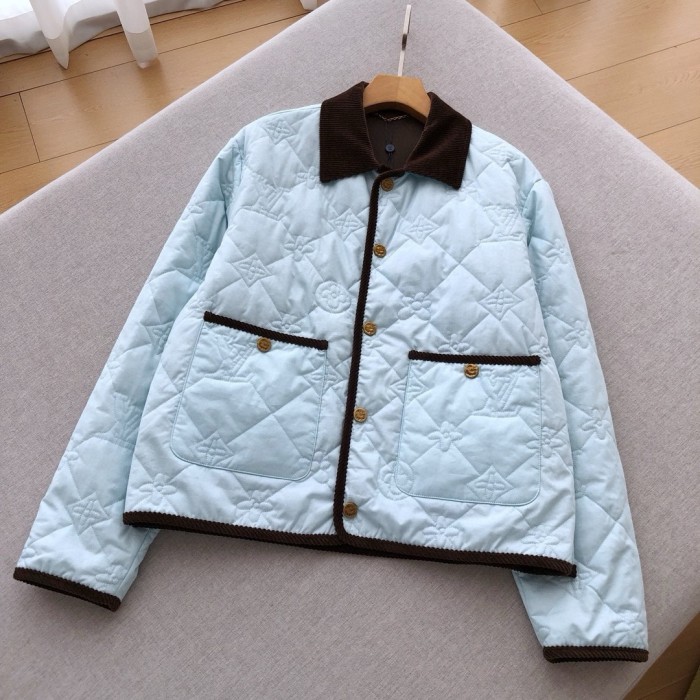NIGO Louis Vuitton Men's Fall And Winter Light Blue Patchwork Fitted Lapel Single Breasted Long Sleeved Jacket #nigo73568