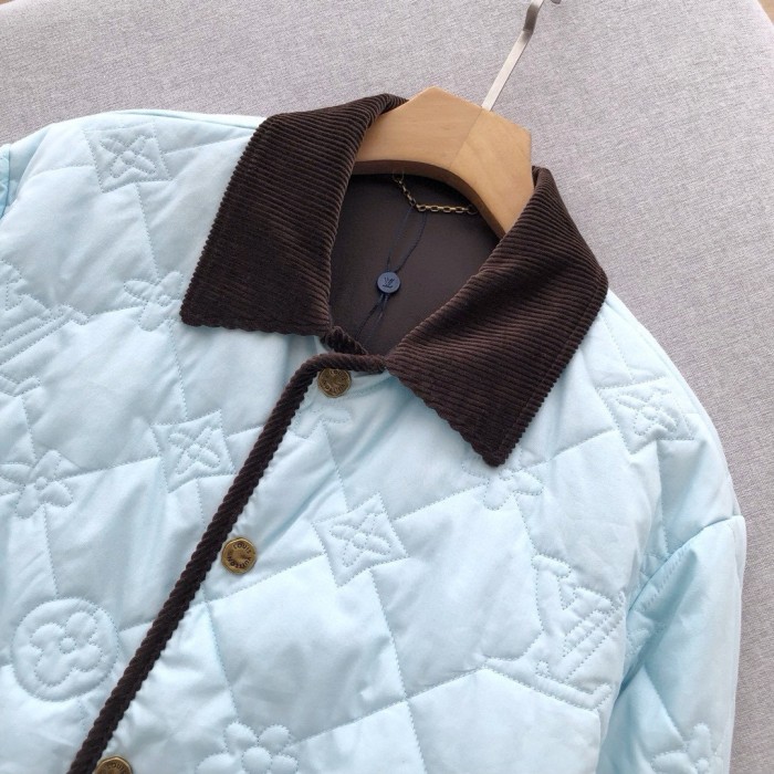 NIGO Louis Vuitton Men's Fall And Winter Light Blue Patchwork Fitted Lapel Single Breasted Long Sleeved Jacket #nigo73568