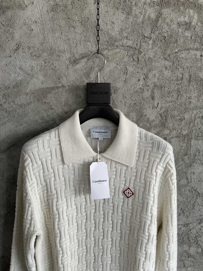 NIGO Casablanca Men's Spring Spring Autumn Beige Cozy Pullover Wool Polo Neck Knit Long Sleeve Sweater #nigo73574
