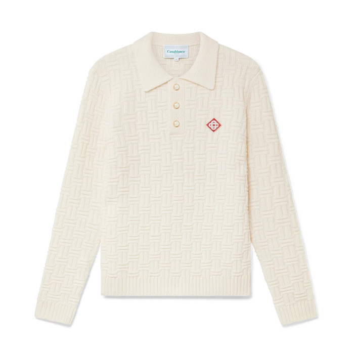NIGO Casablanca Men's Spring Spring Autumn Beige Cozy Pullover Wool Polo Neck Knit Long Sleeve Sweater #nigo73574