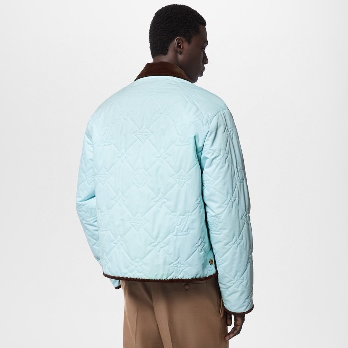NIGO Louis Vuitton Men's Fall And Winter Light Blue Patchwork Fitted Lapel Single Breasted Long Sleeved Jacket #nigo73568