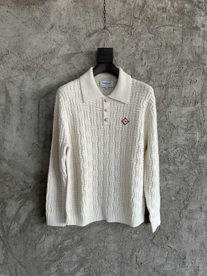 NIGO Casablanca Men's Spring Spring Autumn Beige Cozy Pullover Wool Polo Neck Knit Long Sleeve Sweater #nigo73574
