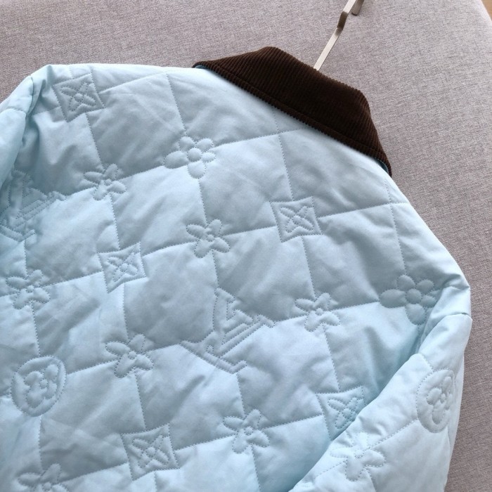 NIGO Louis Vuitton Men's Fall And Winter Light Blue Patchwork Fitted Lapel Single Breasted Long Sleeved Jacket #nigo73568