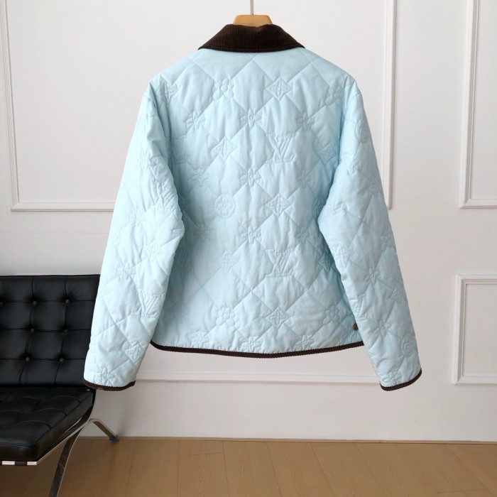 NIGO Louis Vuitton Men's Fall And Winter Light Blue Patchwork Fitted Lapel Single Breasted Long Sleeved Jacket #nigo73568