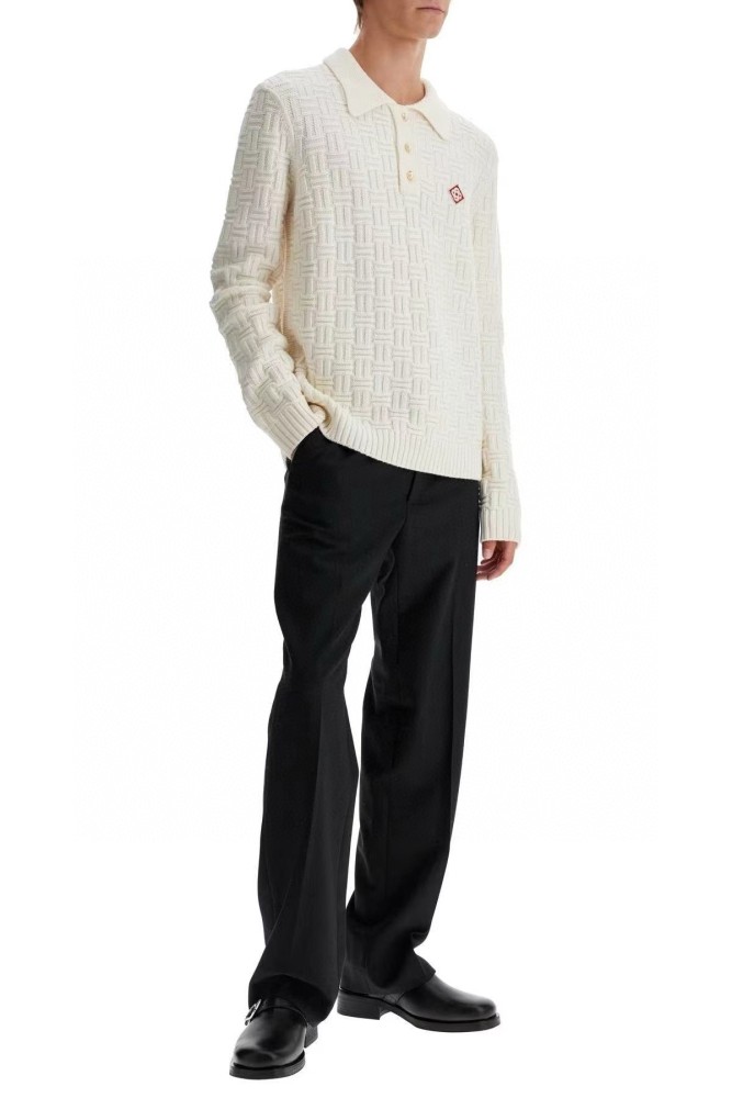 NIGO Casablanca Men's Spring Spring Autumn Beige Cozy Pullover Wool Polo Neck Knit Long Sleeve Sweater #nigo73574