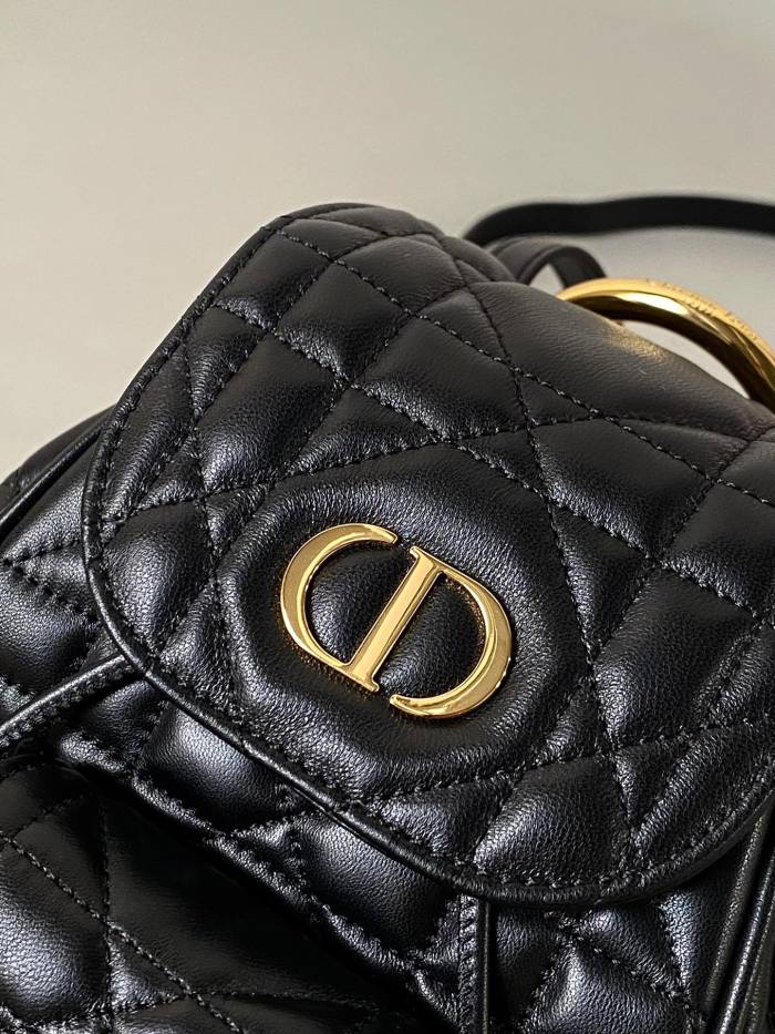NIGO Dior CARO Women's Black Adjustable Leather Shoulder Strap Flap Drawstring Closure Shoulder Bag Bags #nigo73617
