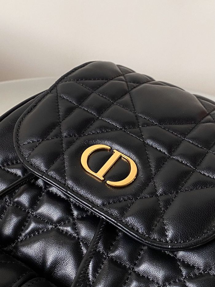 NIGO Dior CARO Women's Black Adjustable Leather Shoulder Strap Flap Drawstring Closure Shoulder Bag Bags #nigo73618