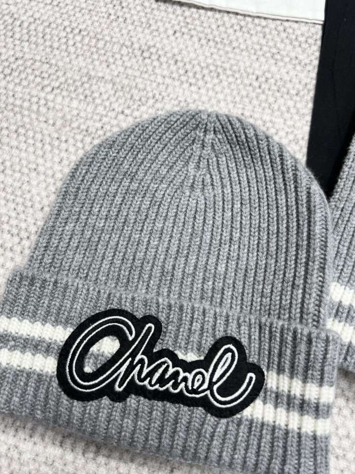 NIGO Chanel Women's Winter Graffiti Pattern Letter Print Solid Color Wool Hat Scarf Cap #nigo73621