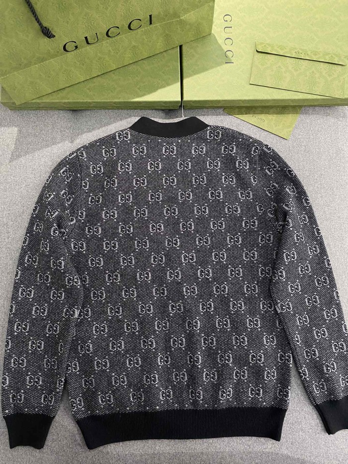 NIGO Gucci Men's Spring And Fall Letter Print Single Breasted V-neck Wool Long Sleeved Knit Sweater Jacket #nigo73613