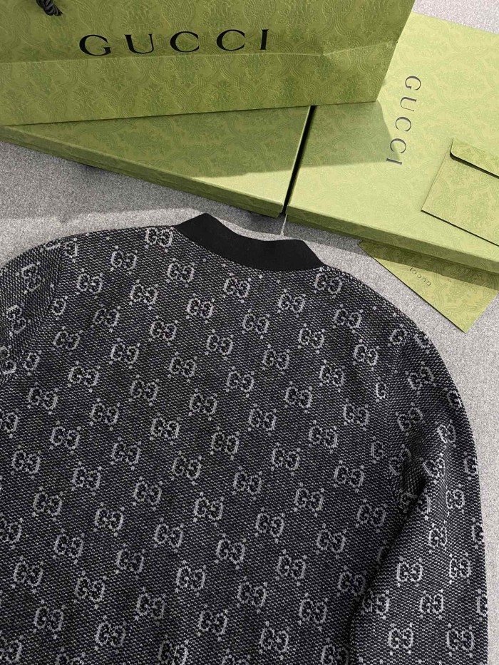 NIGO Gucci Men's Spring And Fall Letter Print Single Breasted V-neck Wool Long Sleeved Knit Sweater Jacket #nigo73613