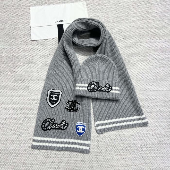NIGO Chanel Women's Winter Graffiti Pattern Letter Print Solid Color Wool Hat Scarf Cap #nigo73621