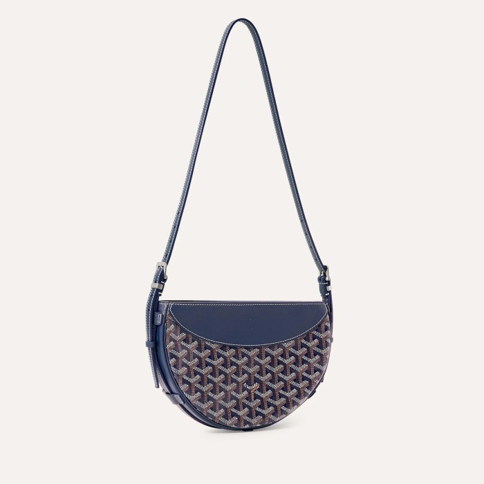 NIGO Goyard Men's And Women's Solid Color Old Flowers Full Print Zipper Closure Canvas Spell Calfskin Half Moon Shoulder Crossbody Bag Bags #nigo73638
