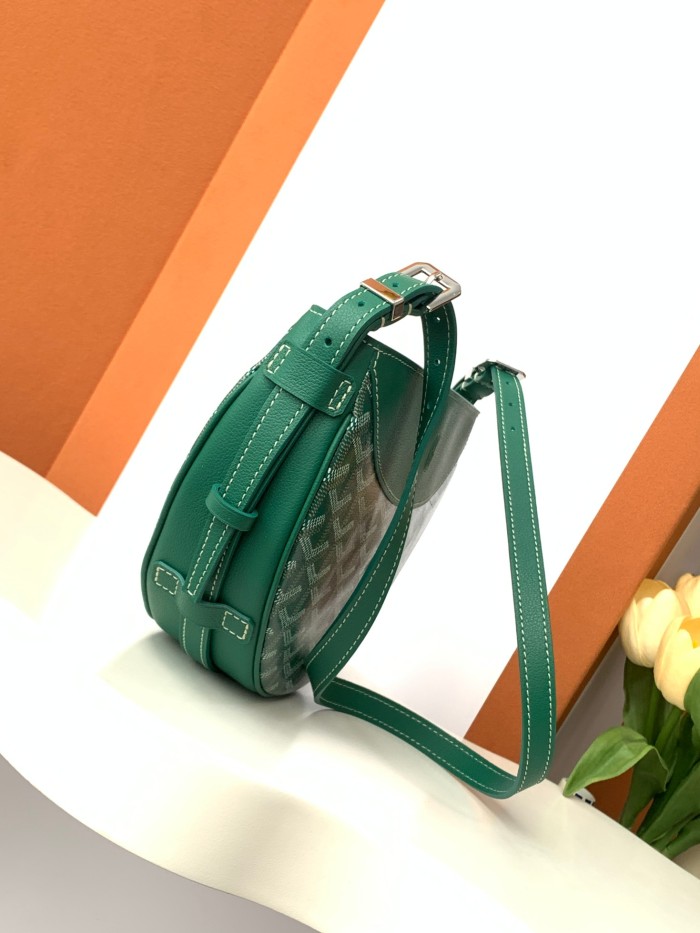 NIGO Goyard Men's And Women's Solid Color Old Flowers Full Print Zipper Closure Canvas Spell Calfskin Half Moon Shoulder Crossbody Bag Bags #nigo73638