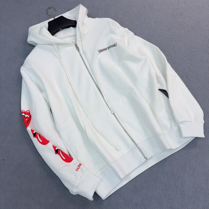 NIGO Chrome Hearts Men's Spring and Fall Solid Color Logo Printed Zipper Long Sleeve Hooded Jacket #nigo73629