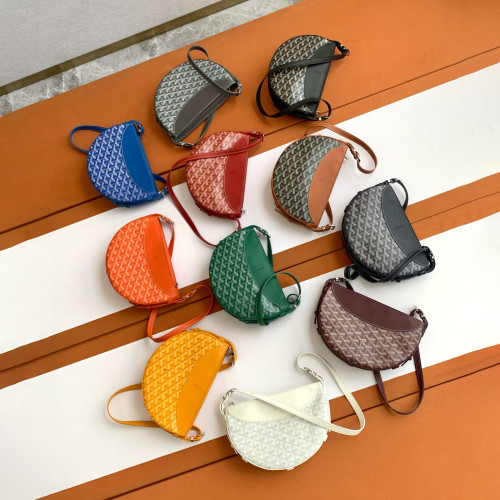NIGO Goyard Men's And Women's Solid Color Old Flowers Full Print Zipper Closure Canvas Spell Calfskin Half Moon Shoulder Crossbody Bag Bags #nigo73638