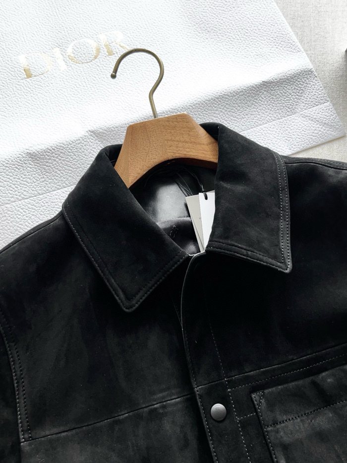 NIGO Dior Men's Fall And Winter Black Sheepskin Suede Single Breasted Long Sleeved Jacket #nigo73646