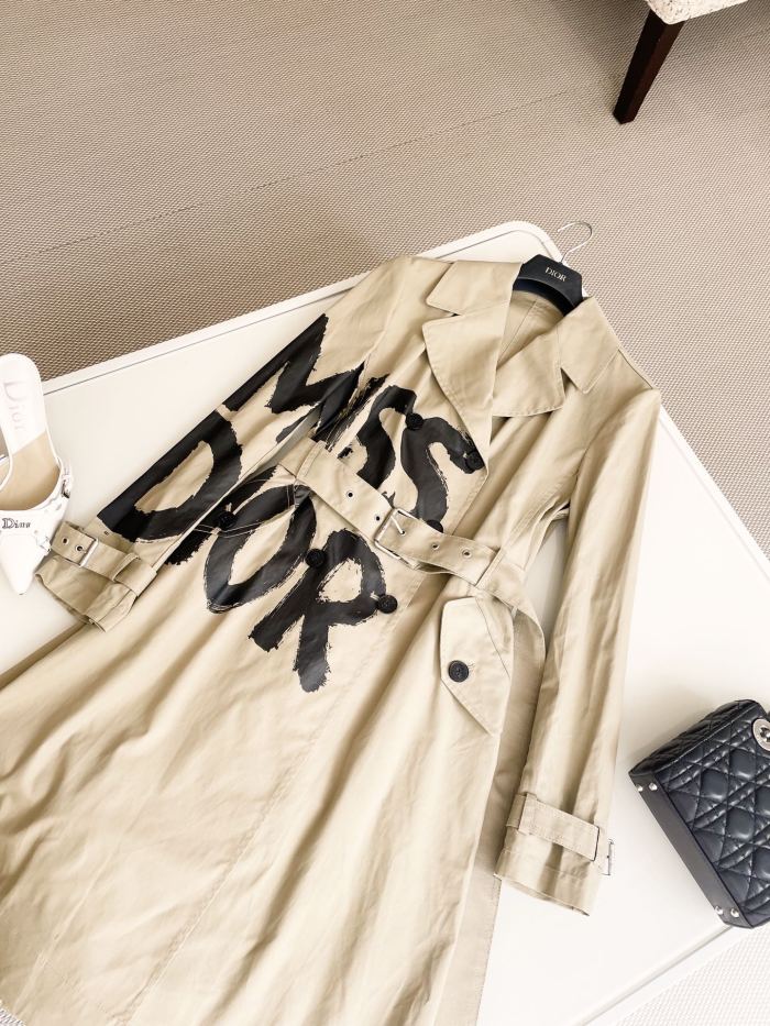 NIGO Dior Women's Spring Autumn Logo Graffiti Pattern Single Breasted Long Coat Jacket #nigo73642