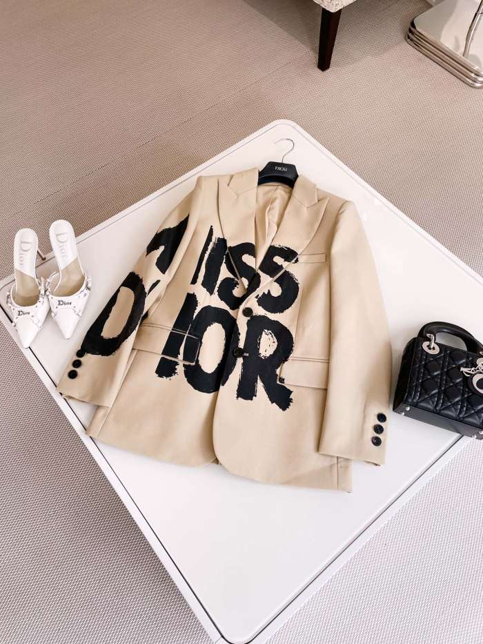NIGO Dior Women's Spring and Autumn Logo Graffiti Pattern Single Breasted Blazer Long Sleeve Jacket #nigo73657