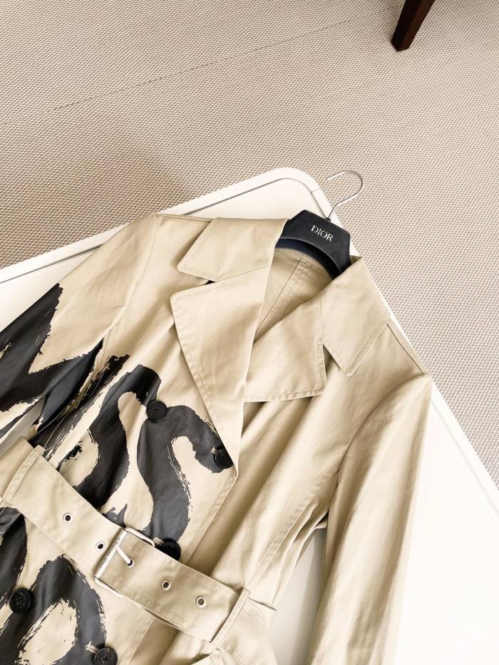 NIGO Dior Women's Spring Autumn Logo Graffiti Pattern Single Breasted Long Coat Jacket #nigo73642
