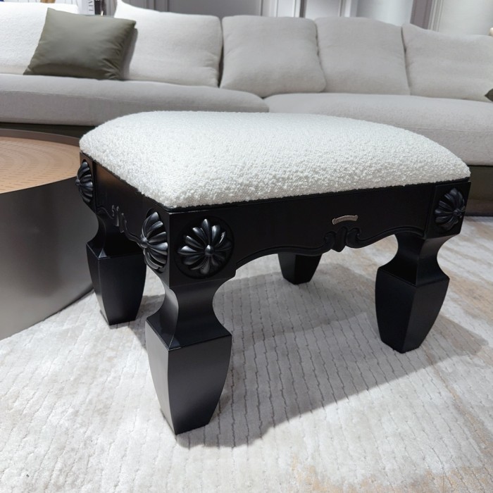 NIGO Chrome Hearts Vintage Leather Lambswool Solid Wood Carved Stool #nigo73653
