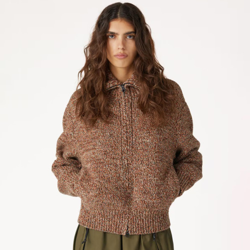 NIGO Loro Piana Women's Spring and Autumn Solid Color Cashmere Zipper Pilot Long Sleeve Knit Jacket #nigo73661