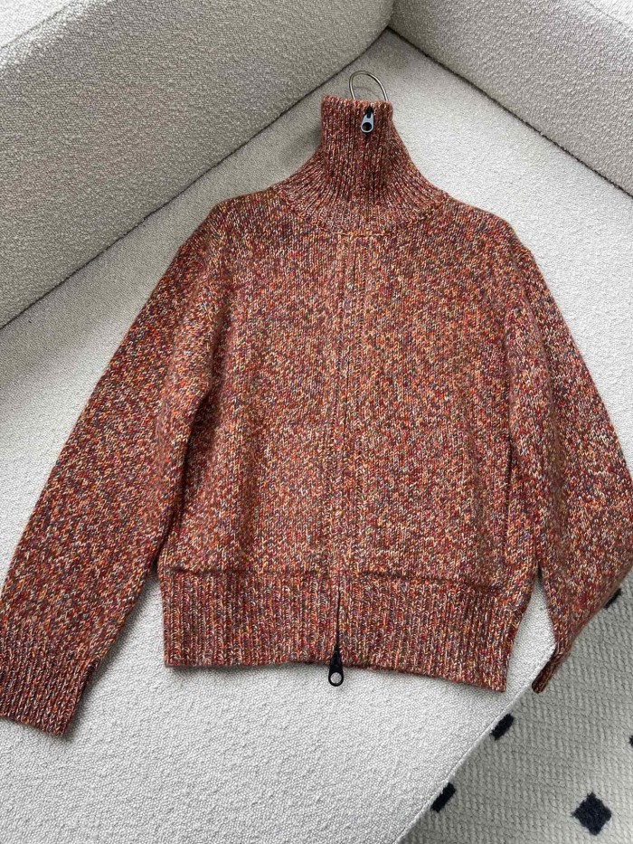 NIGO Loro Piana Women's Spring and Autumn Solid Color Cashmere Zipper Pilot Long Sleeve Knit Jacket #nigo73661