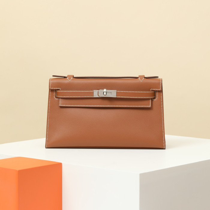 NIGO Hermes Women Pure Color Metal Buckle Cowhide Handbag Bag Bags #nigo73649
