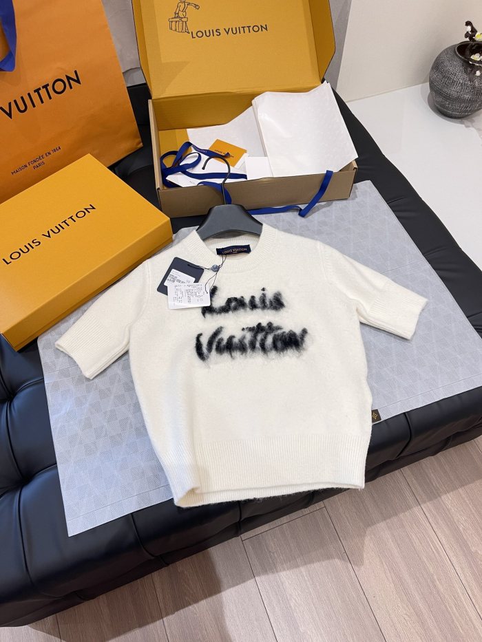 NIGO Louis Vuitton Women's Summer Round Neck Monogrammed Cashmere Short Sleeve T-shirt #nigo73666