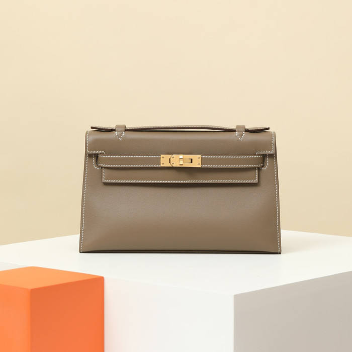 NIGO Hermes Women Pure Color Metal Buckle Cowhide Handbag Bag Bags #nigo73649
