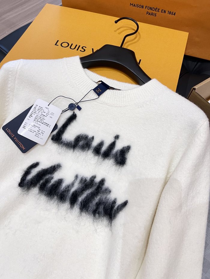 NIGO Louis Vuitton Women's Summer Crew Neck Monogrammed Cashmere Long Sleeve Knit Sweater #nigo73667