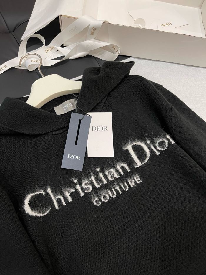 NIGO Dior Men's Spring and Autumn Black Logo Letter Print Tassel Design Hooded Long Sleeve Sweatshirt #nigo73654